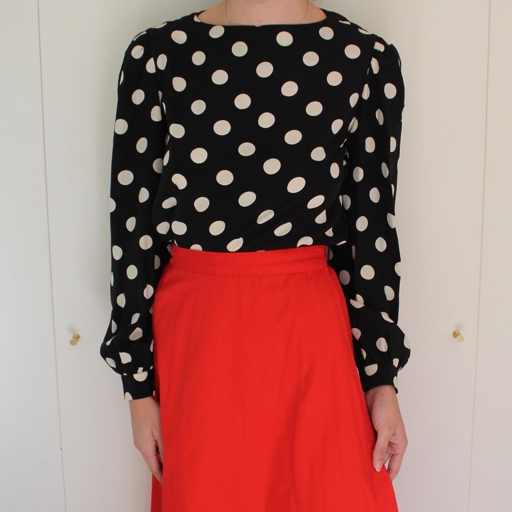 Lovely 80’s Silk Polka Dot Blouse.